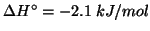 $\Delta{}H^\circ=-2.1\;kJ/mol$