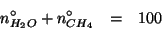 \begin{eqnarray*}
n^\circ_{H_2O}+n^\circ_{CH_4}&=&100
\end{eqnarray*}