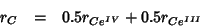 \begin{eqnarray*}
r_C&=&0.5r_{Ce^{IV}}+0.5r_{Ce^{III}}
\end{eqnarray*}