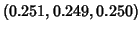 $(0.251,0.249,0.250)$
