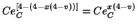 $Ce_C^{\left[4-\left(4-x\left(4-v\right)\right)\right]}=Ce_C^{x\left(4-v\right)}$