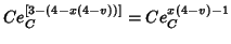 $Ce_C^{\left[3-\left(4-x\left(4-v\right)\right)\right]}=Ce_C^{x\left(4-v\right)-1}$